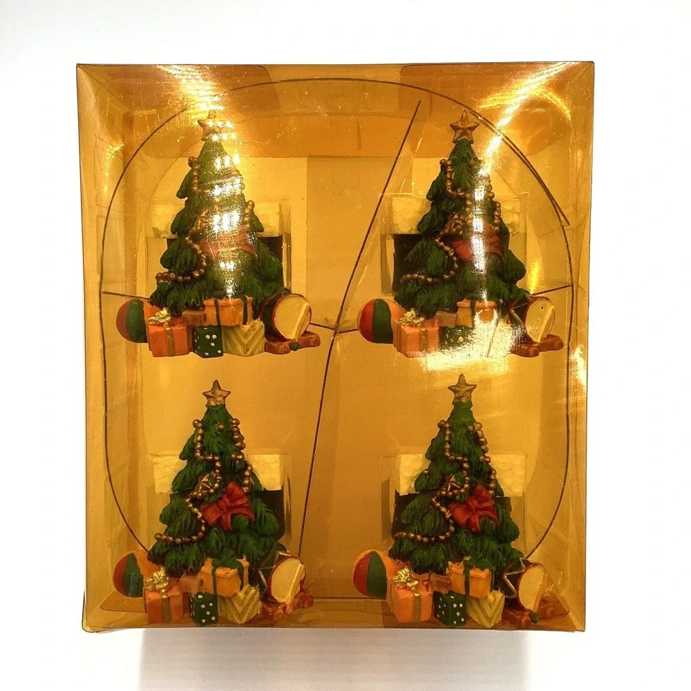 Dillards Set of 4 Christmas Tree Candle Holders Tabletop Decor New